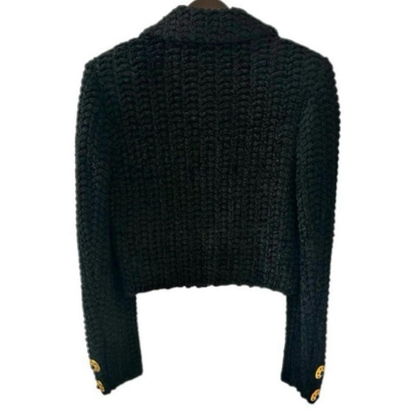 St John Black Front Zip Long Sleeve Boucle Knit Jacket Size Small - Picture 6 of 11